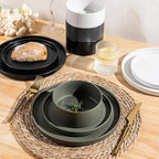 GBHOME Ceramic Dinnerware Sets for 4, Stoneware Plates and Bowls Sets, Chip and Scratch Resistant Dishes, Dishwasher & Microwave& Oven Safe Dishes sets, Reactive Glaze-Colorful