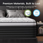 COOLMI King Size Mattress, 12 Inch Hybrid Memory Foam Mattress in a Box, Pressure Relief for Back Support, Medium Firm, Individually Pocket Springs, 100-Night Trial & CertiPUR-US Certified,Grey King