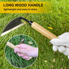 Japanese Weeding Sickle, Wide Blade Gardening Tools - Premium Quality Hand Hoes/Weeding Sickle Have Very Sharp Edge for Quick Work (Long Handle)