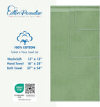 Cotton Paradise 6 Piece Towel Set 100% Cotton Soft Absorbent Turkish Towels for Bathroom 2 Bath Towels 2 Hand Towels 2 Washcloths Sage Green Towel Set