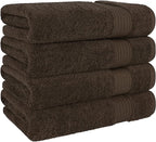 Cotton Paradise 4 Piece Turkish Bath Towels for Bathroom, 100% Cotton Extra Large Soft Plush Towels Bathroom Set, Brown