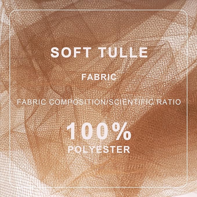 Brown Tulle Fabric Roll Spool Bolt (54 Inch by 40 Yards) Large Tulle Wedding Party Decoration, Tutu Skirt, Table Runner, Gift Wrapping, Bridal Shower, Soft & Drape (Brown)