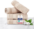 TEXTILOM 100% Turkish Cotton 4 Piece Luxury Washcloth Towel Set for Bathroom & Kitchen, Thick & Super Soft & Highly Absorbent & Quick Dry for Face and Hand- Beige