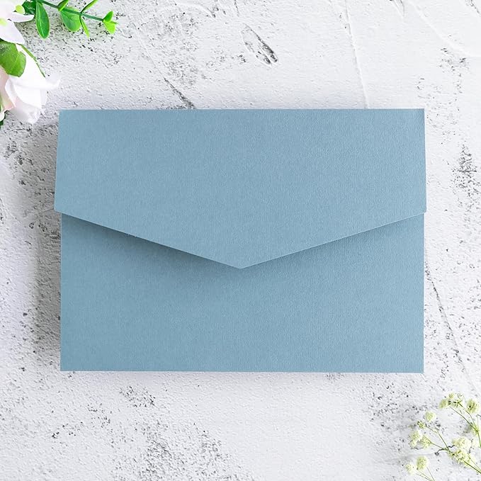 20 Pcs 5.12x7.1'' Sparkle Dusty Blue Tri-fold Laser Cut Wedding Invitation Cards for Wedding Bridal Shower Quinceañera Engagement Birthday Invitation
