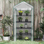 Outsunny 5 Tier Mini Greenhouse, 76" x 35.4" x 19.3" Small Portable Greenhouse with Reinforced PE Cover, Roll-Up Zippered Door, for Indoor Outdoor Garden Yard Backyard, White