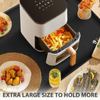 Heat Resistant Mat for Air Fryer Site - 31.5 x 17.7in, Fireproof Silicone Mats for Kitchen Counter, Countertop Protector, Non-slip & Waterproof for Deep Fryer, Oven, Coffee machine (Black)