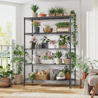 REIBII 73''H Storage Shelves 1660LBS Wire Shelving Unit with Wheels 5 Tier Metal Shelving,Heavy Duty Metal Shelves for Storage Rack,73''HX35''WX15''D