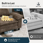 HERA'S HOUSE 3 Pieces Modular Sectional Couch Set with Armchair Loveseat | Modern 6-Seater Cloud Sofa Set , Grayish Brown, Wider Armrest, Deep Seat, Soft Chenille Furniture Set for Living Room