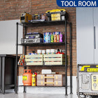 REGILLER 4-Wire Shelving Metal Storage Rack Adjustable Shelves,Standing Storage Shelf Units for Laundry Bathroom Kitchen Pantry Closet(Black,14.1" D x 36.1" W x 54" H)