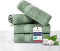 TEXTILOM 100% Turkish Cotton 4 Piece Luxury Washcloth Towel Set for Bathroom & Kitchen, Thick & Super Soft & Highly Absorbent & Quick Dry for Face and Hand- Green