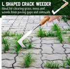 Yungyan 5 Pcs Weed Puller Set Include Hori Weeding Knife Uprooting Crack Weeder Puller Tool 5 Teeth Weeding Tool L Shape Gardening Crack Sickle Tool Hoe for Garden Lawn Grass Moss Removal Backyard