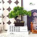Der Rose 8'' Artificial Bonsai Tree Small Fake Potted Plants for Zen Japanese Home Office Desk Bathroom Shelf Decor (Pine)