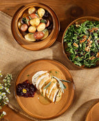 Bloomhouse Santorini Mist Double Bowl Terracotta Reactive Glaze Plates and Bowls Dinnerware Set - Amber, Service for Four (16pcs)
