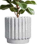 Ceramic Planter for Indoor Plants - 12 Inch Plant Pot Indoor with Drainage Hole, Large Ceramic Flower Pots Outdoor, Fluted Round Planter, Home Decor, Gardening Gifts, Black and White