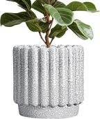 Ceramic Planter for Indoor Plants - 12 Inch Plant Pot Indoor with Drainage Hole, Large Ceramic Flower Pots Outdoor, Fluted Round Planter, Home Decor, Gardening Gifts, Black and White