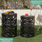 Y&M Set of 3 Stacking Coffee Table for Living Room, Patio Side Table,Indoor End Tables for Bedroom, Outdoor Decorative Garden Stool with Heavy Duty Metal Frame Modern Industrial Decor - Black