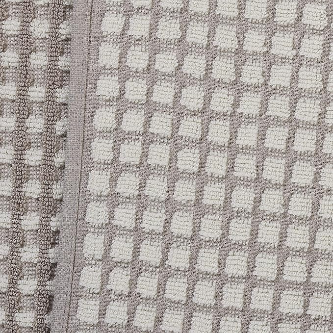 Modern Threads 6-Piece 100% Combed Cotton Yarn Dyed Cobblestone Jacquard Towel Set Flax