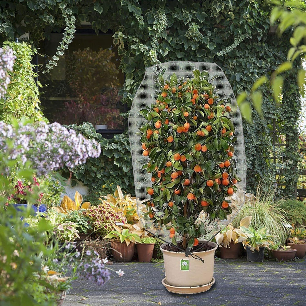 Alpurple 3 PCS Insect Bird Barrier Netting Mesh with Drawstring- 3.2 x 2.6 Feet Fruit Tree Net-Garden Netting Plant Cover for Protect Plant Fruits Flower from Insect Bird Eating