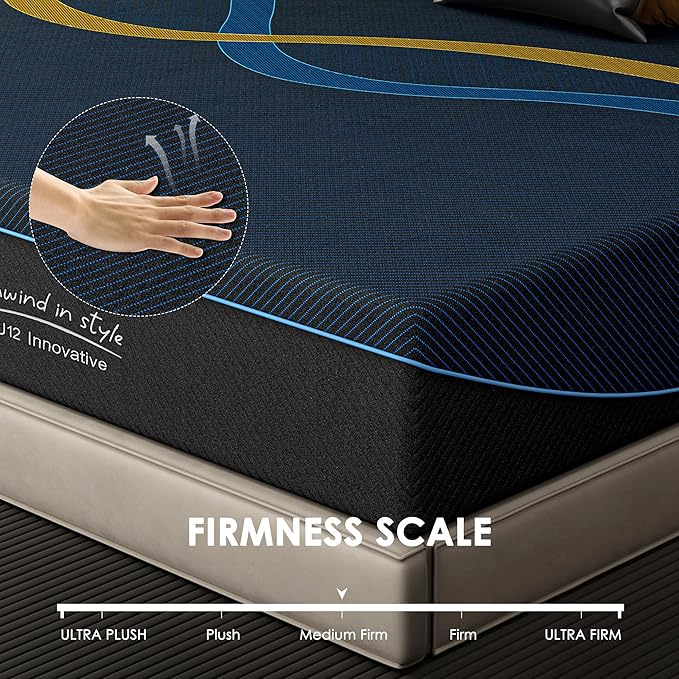 12 Inch Queen Memory Foam Mattress with Removable Cover, Medium Firm Breathable Mattress in a Box, Pressure Relief, No Fiberglass