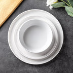 AmorArc Ceramic Dinnerware Sets for 6, Modern Flat Stoneware Plates and Bowls Sets,Chip and Crack Resistant | Dishwasher & Microwave Safe Dishes Set,Scratch Resistant- Service for 6 (18pc)-Matte White