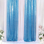 ShinyBeauty Sequin Curtains 4 Panels Baby Blue | Sparkle Photo Backdrop for Parties & Events | 2Ft x 8Ft Shimmer Fabric Background | Elegant & Durable | Perfect for Weddings & Baby Showers