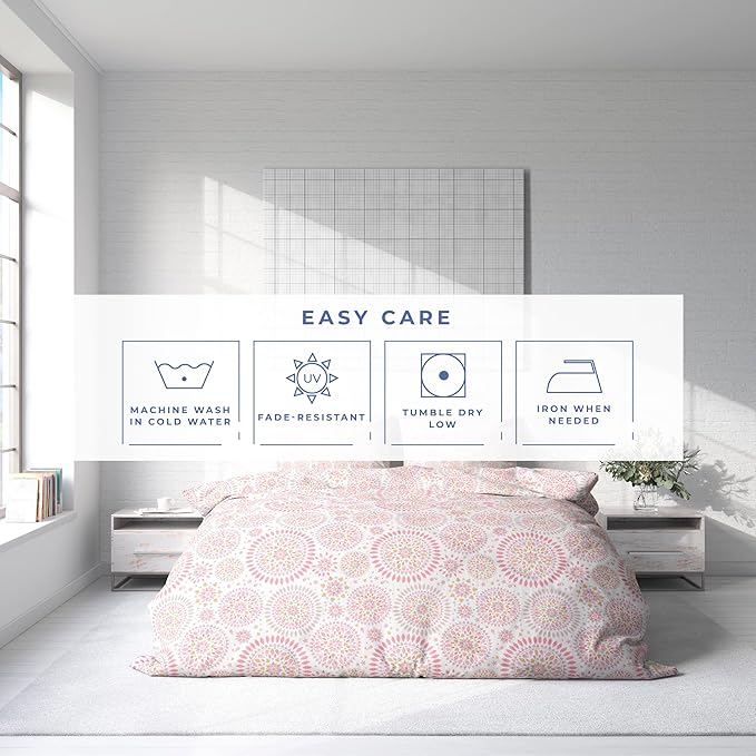 Kotton Culture 3 Pc Queen Size Duvet Cover Set- 100% Egyptian Cotton Sateen 600 Thread Count Ultra Soft Premium Durable Comforter Cover Zipper Closure & Corner Ties (Mandala, Queen/Full 90" X 90")