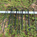 Heavy Duty Trampoline Anchors High Wind U-Shaped Sharp Ends Ground Anchor Galvanized Steel 11.8inch Safety Stakes for Soccer, Tents and Garden Decorations (Black 8pcs)
