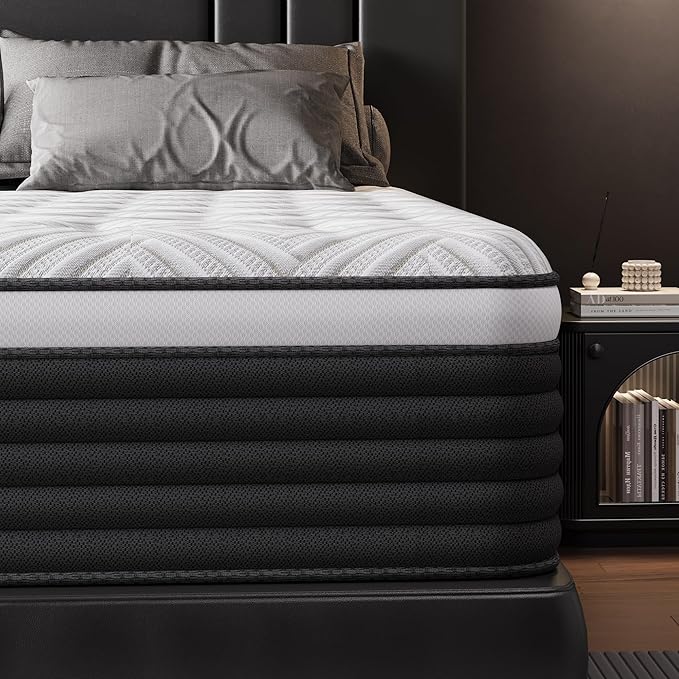 COOLMI Full Size Mattress, 12 Inch Hybrid Memory Foam Mattress in a Box, Pressure Relief for Back Support, Medium Firm, Individually Pocket Springs, 100-Night Trial & CertiPUR-US Certified, Grey Full