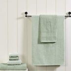 Modern Threads 6-Piece 100% Combed Cotton Yarn Dyed Cobblestone Jacquard Towel Set Mineral Green