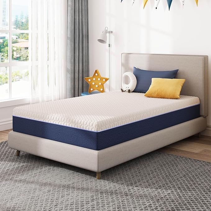 6 Inch Twin Gel Cooling Memory Foam Mattress, Pressure Relief, Medium Firm Support，Bed in a Box, Twin Mattress for Kids, CertiPUR-US Certified