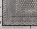 Unique Loom Outdoor Border Collection Area Rug - Soft Border (8' x 11' 4" Rectangle Black/Ivory)