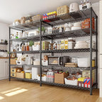 REIBII 73''W Storage Shelves Load 1650 LBS Metal Shelving 5-Tier Wire Shelving Unit for Storage Rack Adjustable Heavy Duty Metal Shelves for Pantry Kitchen Garage, 17.7" D x 73" W x 71" H，2PCS