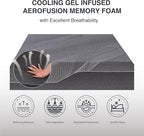 Twin Mattress 14 Inch Charcoal Memory Foam Mattress in a Box, CertiPUR-US Certified, Fiberglass Free Gel Mattress, Twin Size Mattress for Kids, 75" × 38" × 14", Medium