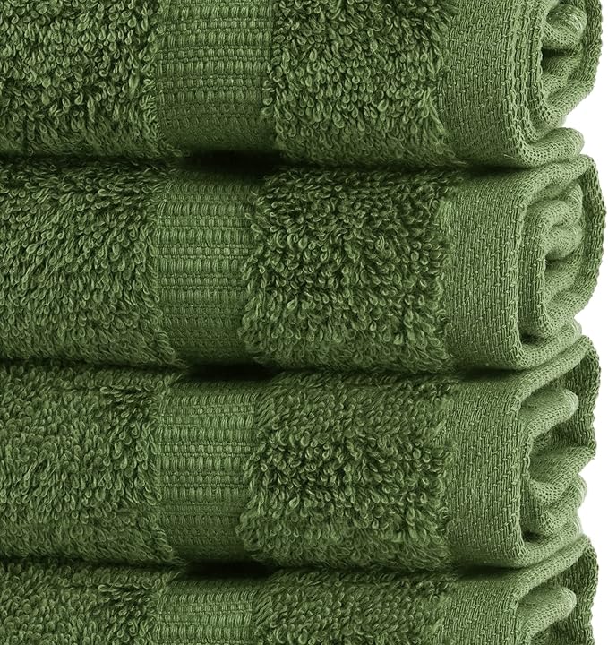 Chakir Turkish Linens | Hotel & Spa Quality 100% Cotton Premium Turkish Towels | Soft & Absorbent (4-Piece Washcloths, Moss)