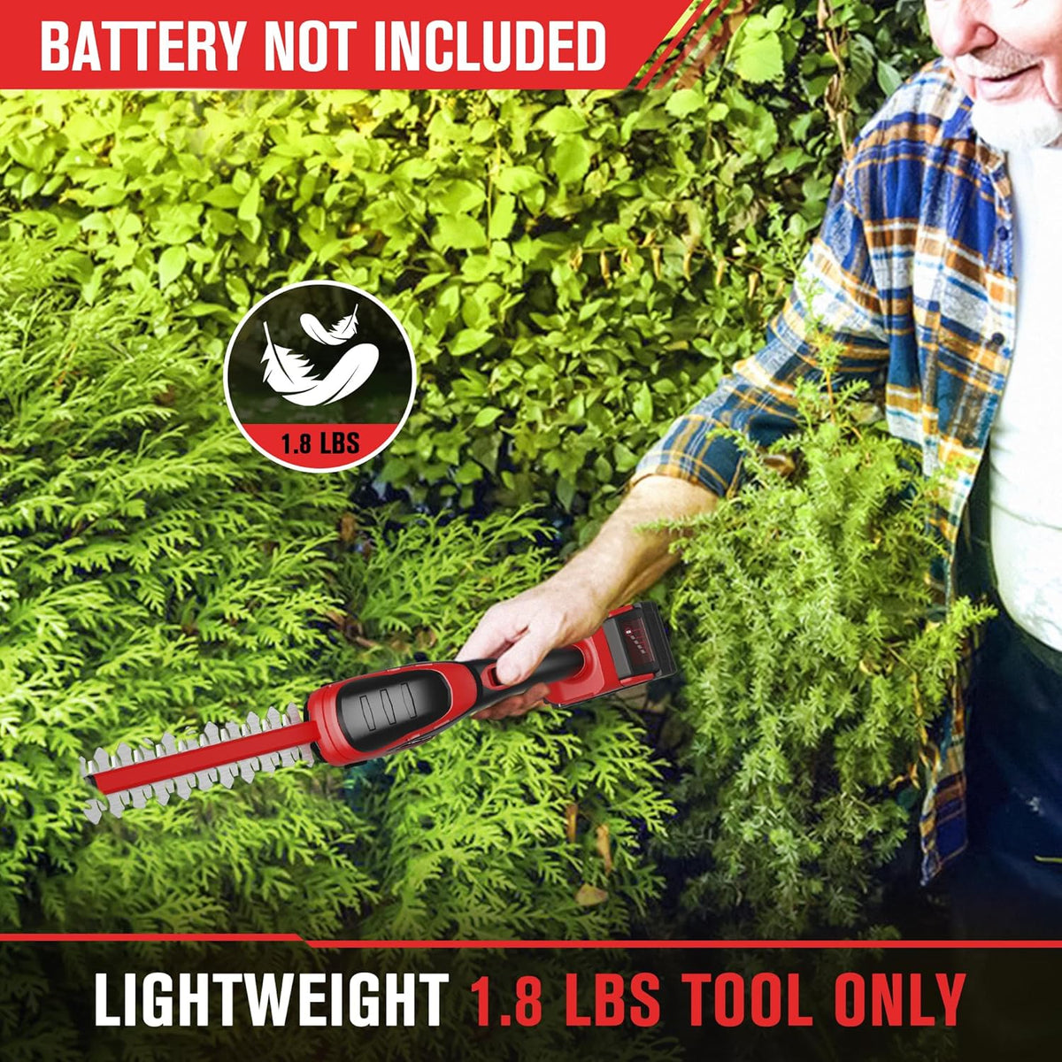 Cordless Hedge Trimmer Compatible with Milwaukee M18 Battery (Battery not Included), Electric Hedge Trimmer Cordless Grass Trimmers, Bush Trimmers Grass Shears Handheld for Yard,Garden