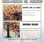 Zoyotago Large Canvas Wall Art for Living Room Bedroom Home Office Orange Yellow Tree of Life Wall Art Modern Hand-painted Oil Painting Size 29x59