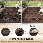 Beeiva Outdoor Rug 8x10 Patio Waterproof, Reversible 8x10 Outdoor Rug for Patio, Washable Outdoor Plastic Straw Rug for Deck, Balcony, Backyard, Porch, Camping, Picnic - Black/Brown