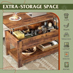 WLIVE Coffee Table, 39" Lift Top Coffee Table with Hidden Compartment and Storage Shelf for Living Room, Rustic Brown