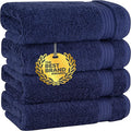 Cotton Paradise Hand Towels for Bathroom, 100% Cotton Turkish 4 Piece Hand Towel Set, Soft Absorbent Face Towels, Navy Blue Hand Towels