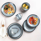 LERATIO Ceramic Dinnerware Sets for 4,16-Piece Reactive Glaze Plates and Bowls Set with Mugs,Highly Chip and Crack Resistant | Dishwasher,Microwave & Oven Safe Dishes set-Gray White