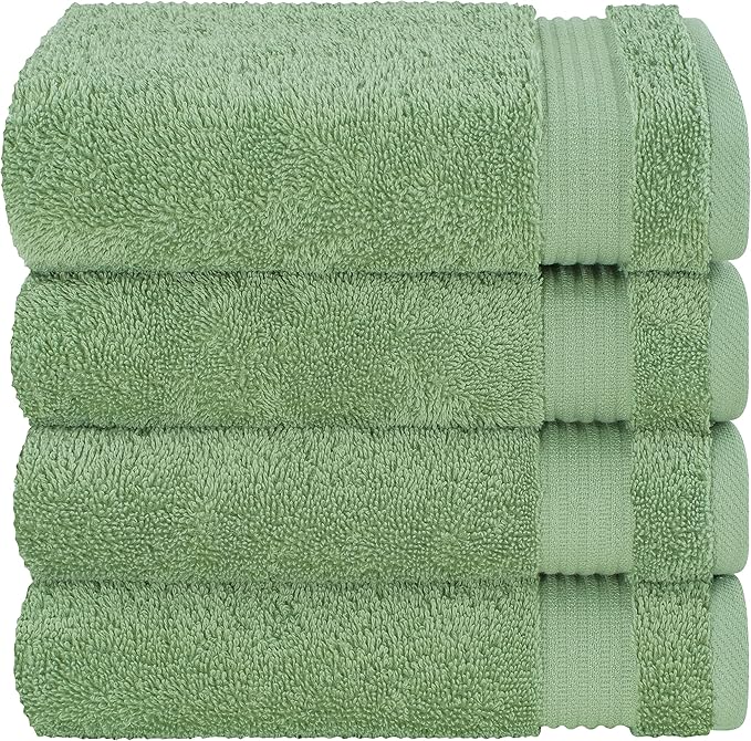Cotton Paradise Hand Towels for Bathroom, 100% Cotton Turkish 4 Piece Hand Towel Set, Soft Absorbent Face Towels, Sage Green Hand Towels