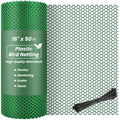 16IN x 50FT Plastic Chicken Wire Mesh, Chicken Wire for Floral Arrangements, Chicken Wire Mesh for Crafts with 100 Pcs Zip Ties, Mesh Fence for Dogs, Deers, Poultry