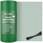 16IN x 50FT Plastic Chicken Wire Mesh, Chicken Wire for Floral Arrangements, Chicken Wire Mesh for Crafts with 100 Pcs Zip Ties, Mesh Fence for Dogs, Deers, Poultry