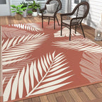 GENIMO Outdoor Rug 5' x 8' Waterproof for Patios Clearance, Reversible Plastic Straw Camping Carpet, Large Area Rugs Mats for RV, Picnic, Backyard, Deck, Balcony, Porch, Beach, Brick&Red