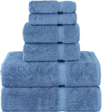 Chakir Turkish Linens Luxury Spa and Hotel Quality Premium Turkish Cotton 6-Piece Towel Set (2 x Bath Towels, 2 x Hand Towels, 2 x Washcloths)