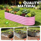Pattiumo Galvanized Raised Garden Bed 8x2x1.5 FT, Oval Metal Raised Garden Bed Outdoor Planter Box with Open Bottom, Rust-Resistant Steel Garden Bed for Vegetables Herbs Flowers, Easy Assembly