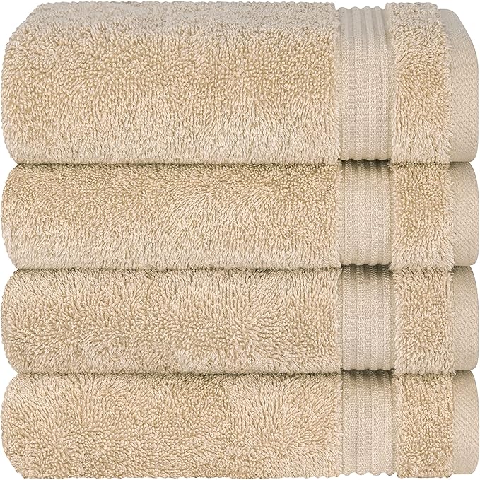Cotton Paradise Hand Towels for Bathroom, 100% Cotton Turkish 4 Piece Hand Towel Set, Soft Absorbent Face Towels, Beige Hand Towels