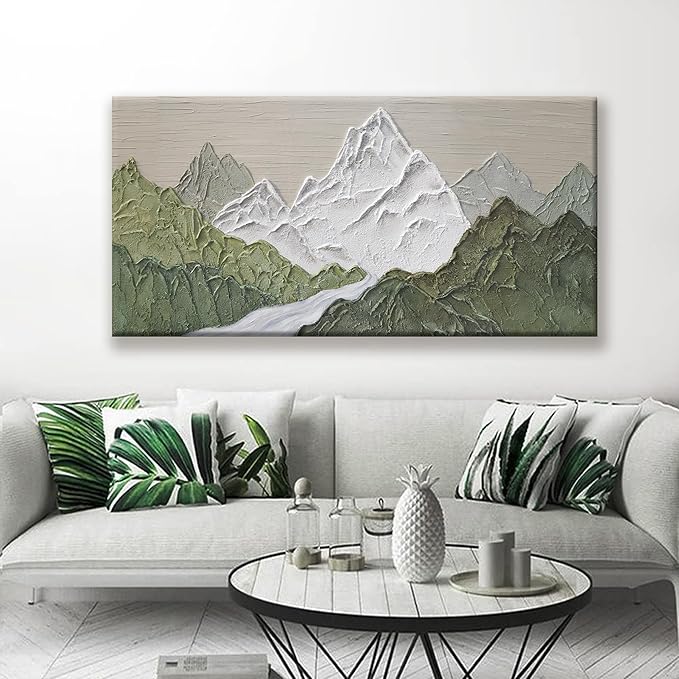 YISXINOAG Large Abstract Wall Art For Living Room Canvas Art Wall Decor Print Abstract Mountain Forest Landscapes Green Wall Art Painting Abstract Art Prints Home Wall Art 29×58 In