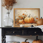 Framed Vintage Halloween Pumpkin Wall Art – 3D Texture Harvest Pumpkins Pictures Fall Wall Decor for Living Room, Rustic Autumn Pumpkin Art Prints for Kitchen, Bedroom, Home or Party – 12x16in