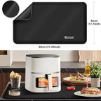 Heat Resistant Mat for Air Fryer Site - 31.5 x 17.7in, Fireproof Silicone Mats for Kitchen Counter, Countertop Protector, Non-slip & Waterproof for Deep Fryer, Oven, Coffee machine (Black)